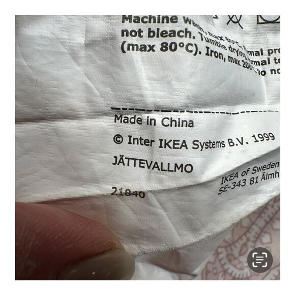 Ikea Jattevallmo Red Cotton Paisley Full Queen Duvet Cover 2 Shams Set - Picture 7 of 7